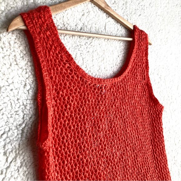 Bongo Juniors orange coral sleeveless cropped sweater tank with tassels, Sz L - Picture 14 of 16